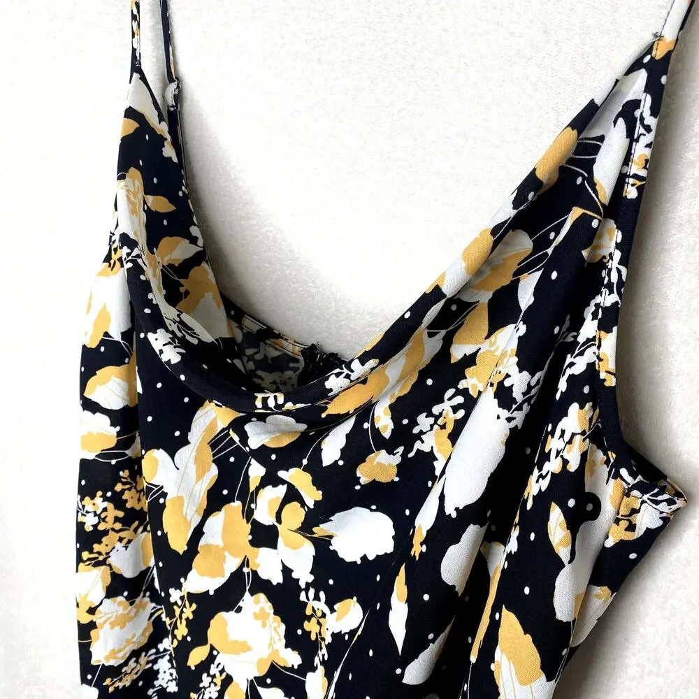 Lulus I Wanna Be Yours Floral Sleeveless Mini Slip Dress XL Black Cowl Neck - Picture 3 of 11